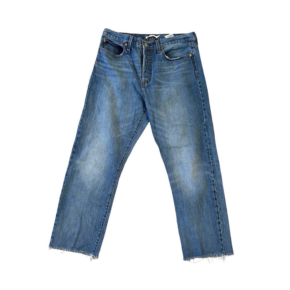 Levi's Wedgie Straight Jeans Womens 31 High Rise Cropped Light Wash